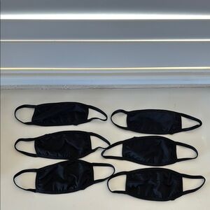 Set of Six Black Cotton Face Masks